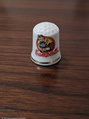 VINTAGE 80's Franklin Mint Advertising Campbell Soup Porcelain Thimble